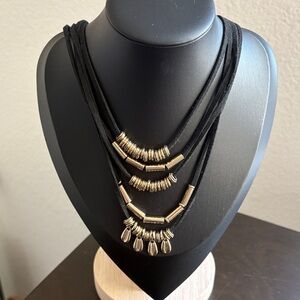 New York & Company Black and Gold Multi-Strand Necklace
